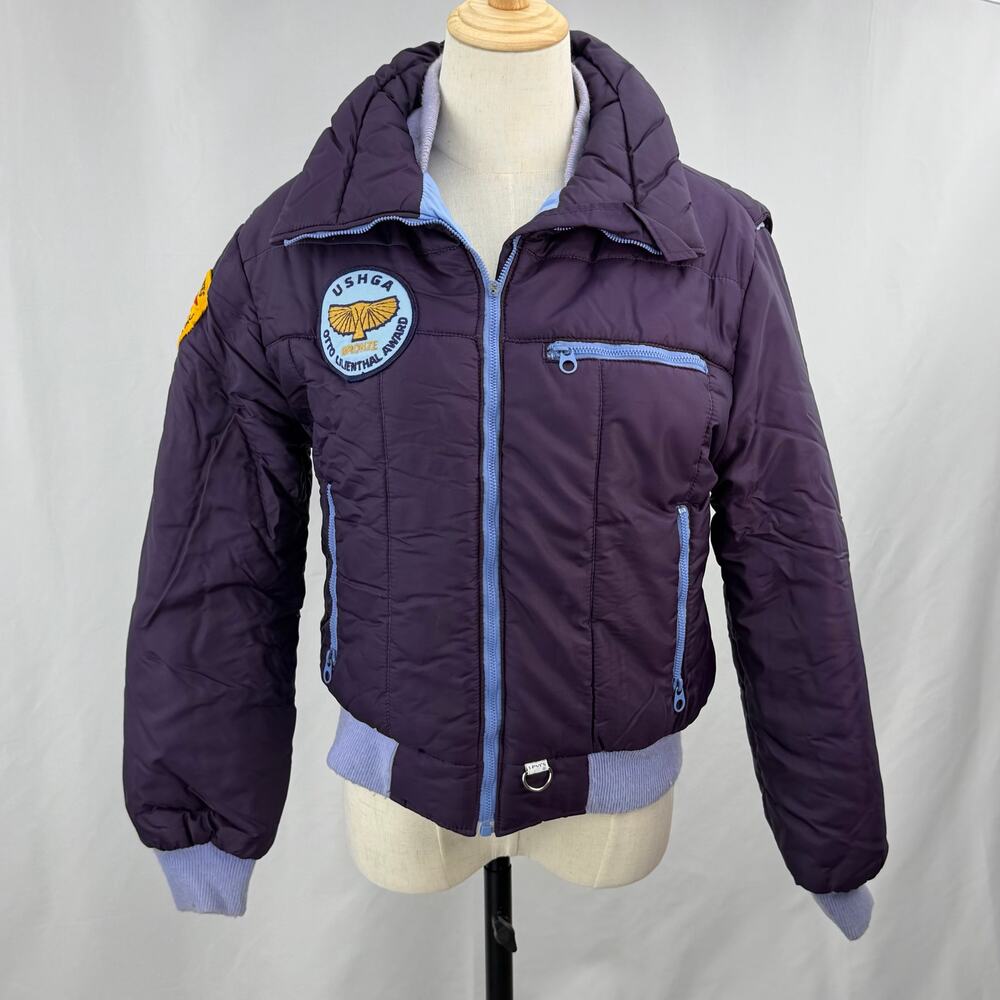 Vintage Levi’s USHGA Hang Gliding Puffer‎ Jacket USA Plum Blue Youth 12